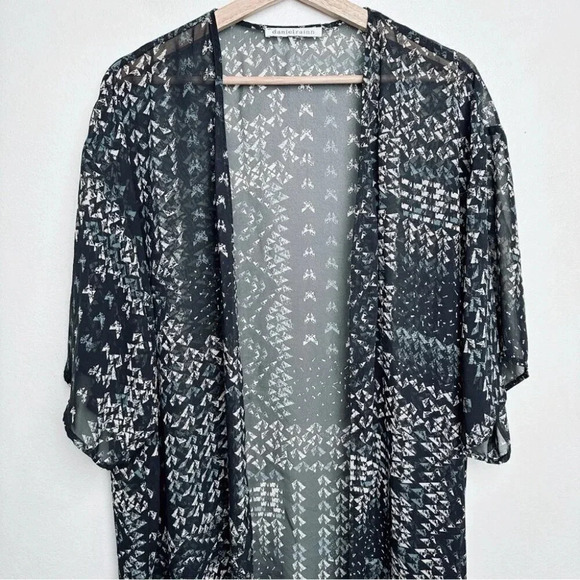 Daniel Rainn Womens One Size Print Over Open Kimono Sheer Fabric - Picture 4 of 12